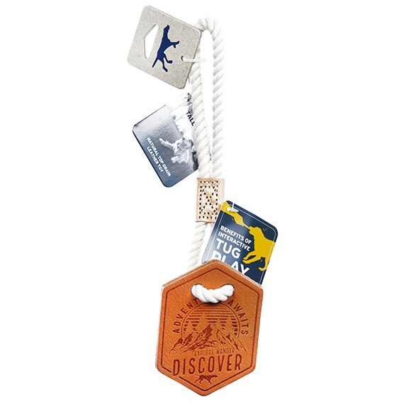 Top Grain Med. Leather Dog Toy, Adv. Awaits, LLB