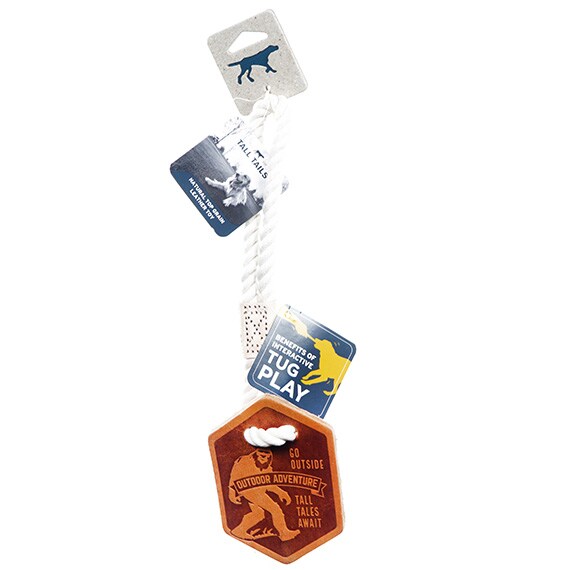 Top Grain Med. Leather Dog Toy, Outdoor Adv., 13”x3.5”
