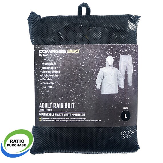 Black Rain Suit Large Waterproof Breathable Jacket Pants In Bag