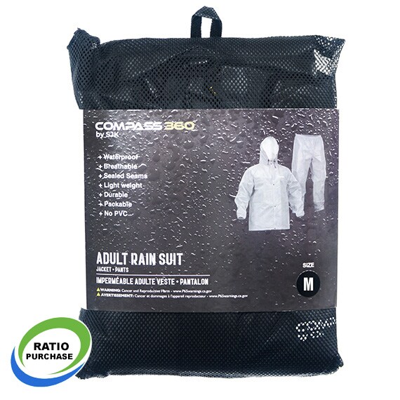 Black Rain Suit Medium Waterproof Breathable Jacket Pants In Bag