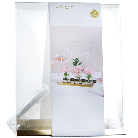Sign Tabletop Tent Acrylic Gold Base With White Paint Pen, 1.00x3.76x11.16