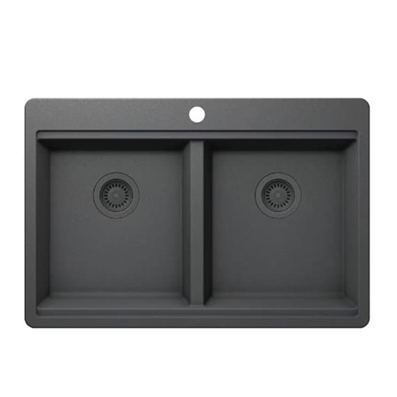 Sink Drop-In Double Bowl Gray Granite Composite 33x22x9.5