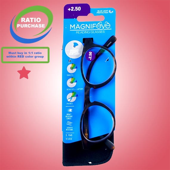 Eyewear Magnifeye Round Tortoise Blue Light With Case X2.5