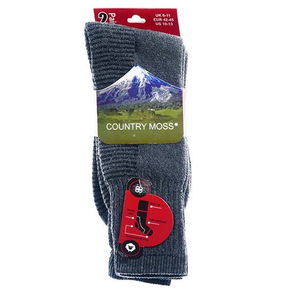 Crew Length Socks Gray 10-13 2Pk