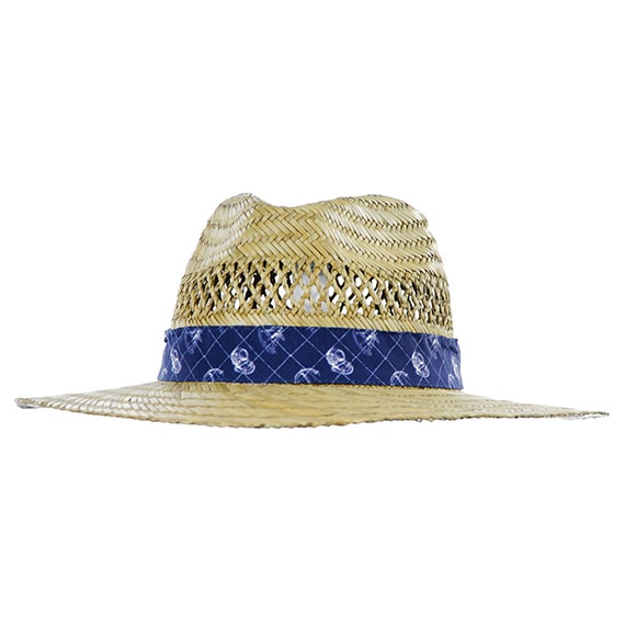 Natural Straw Blue Band Rim Hat OSFM