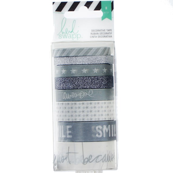 Washi Tape 8 Rolls Embossed Silver