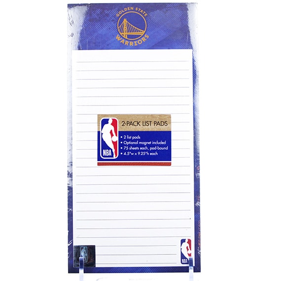 2 Pack List Pads - Golden State Warriors, Optional Magnet, 75 Pgs. ea., 4.5