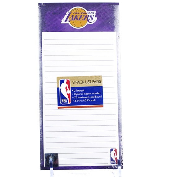 2 Pack List Pad - LA Lakers, Optional Magnet, 75 Pgs. ea., 4.5