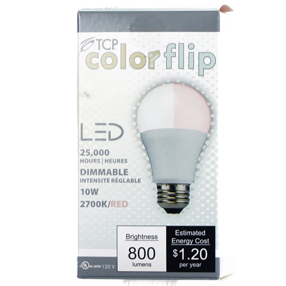 Light Bulb LED 10W A19 Dim 800 Lumens Red Flip 1Pk UL CAN-US