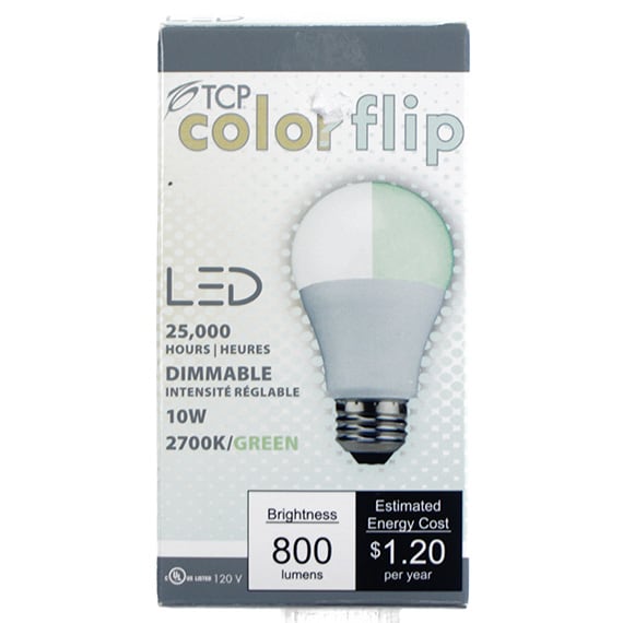 Bulb LED 10W A19 Dim 800 Lumens Green Flip 1Pk UL CAN-US