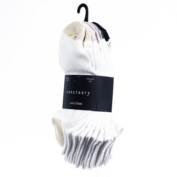 Ladies 6Pk 4-10 Low Cut Socks ColorHeel/Toe White PP $25.00