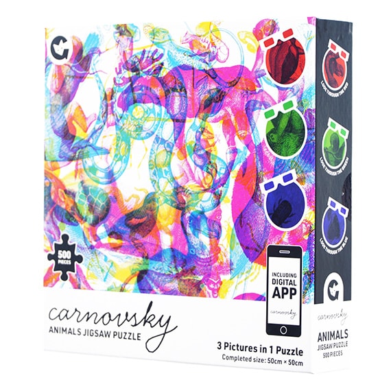 Carnovsky Animal Jigsaw Puzzle 3 Pictures in 1 500Pc 10x10in