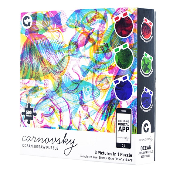 Carnovsky Ocean Jigsaw Puzzle 3 Pictures in 1 500Pc 10x10in