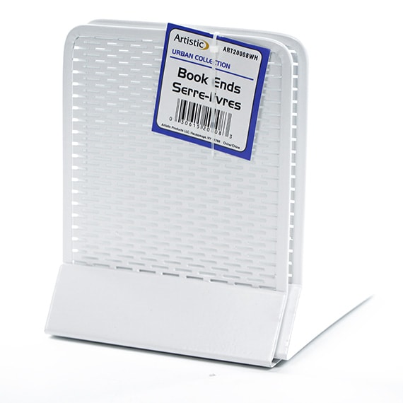 Bookends Metal Punched -White Set of 2