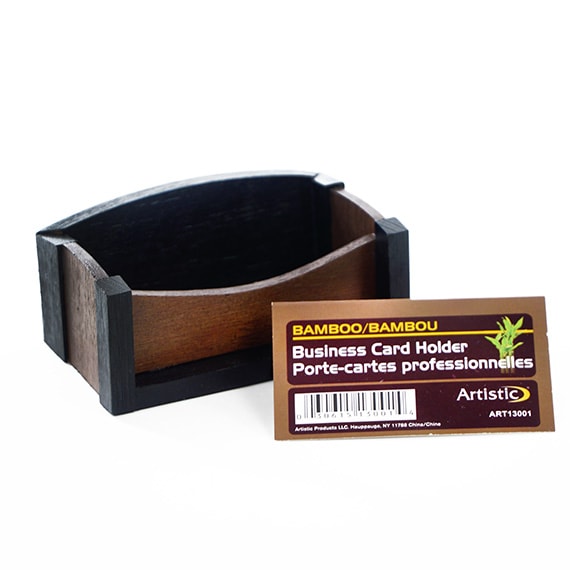 Business Card Holder Bamboo Espresso Brown