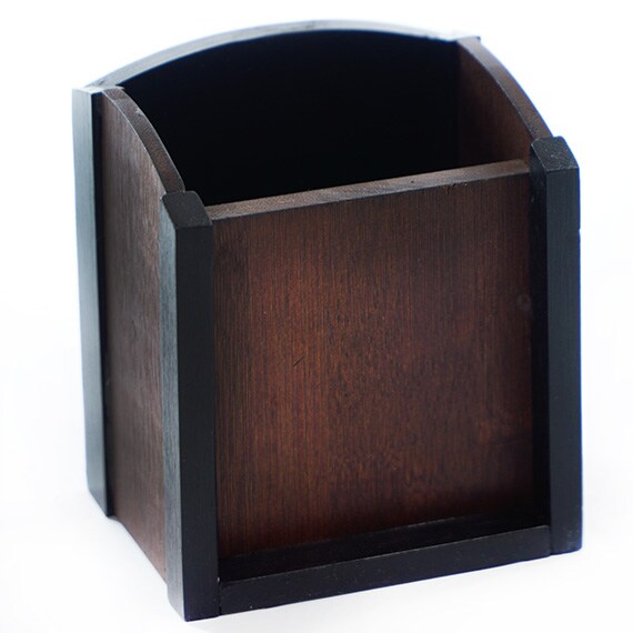 Pencil Cup Bamboo Espresso Brown With Black