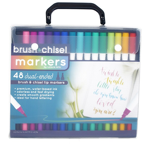 Dual Tip Marker Set Brush/Chisel 48PC