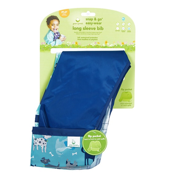 Snap & Go Long Sleeve Bib-Aqua Dogs-2T/4T -RSO