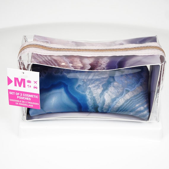 Cosmetic Pouches Quartz Clear Loaf With Insert -Pink/Blue RS-CA