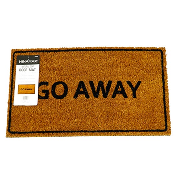 Natural Coir Door Mat Go Away 30x17in