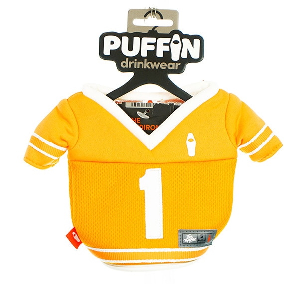 Beverage Koozy Puffin Gridiron-Tangerine/Sandy White