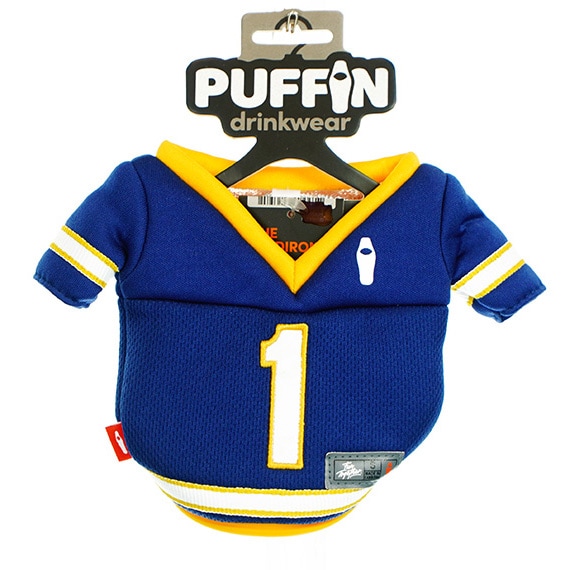 Beverage Koozy Puffin Gridiron-Navy Blue/Canary