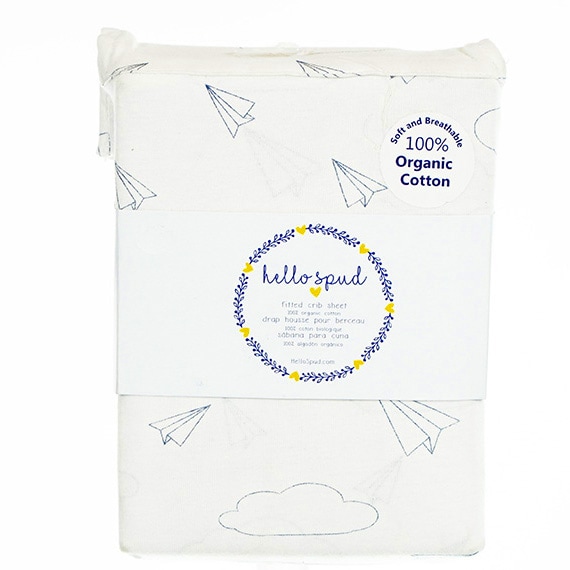 RSLO-CA Fitted Crib Sheet Paper Airplane Navy