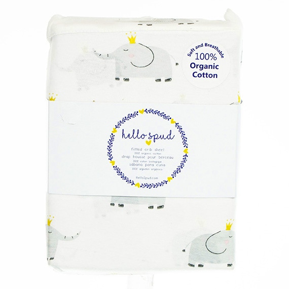 RSLO-CA Fitted Crib Sheet -Elephant Gray