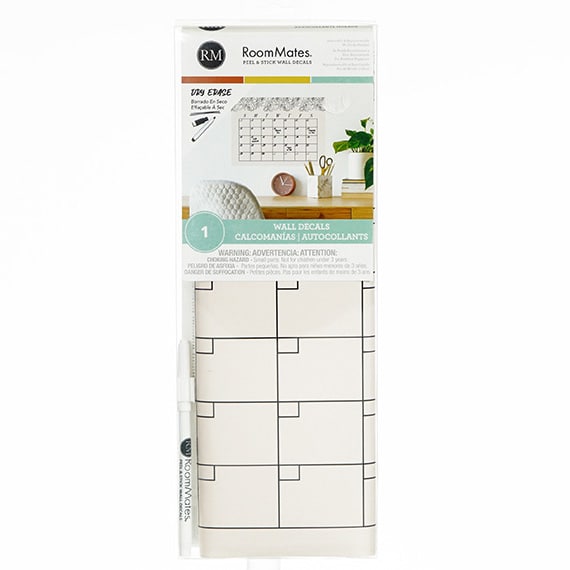 Blush Peony Monthly Calendar Dry Erase Wall Decal 13x5in