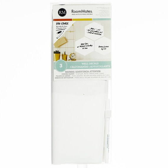 White Dry Erase Hexagon Peel & Stick Wall Decals 13x5in