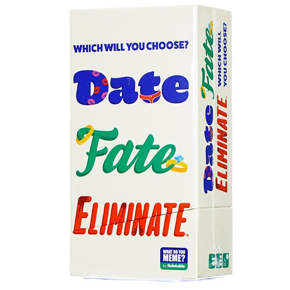 Date Fate Eliminate Game Age 17+ Players 3-8 9x5in