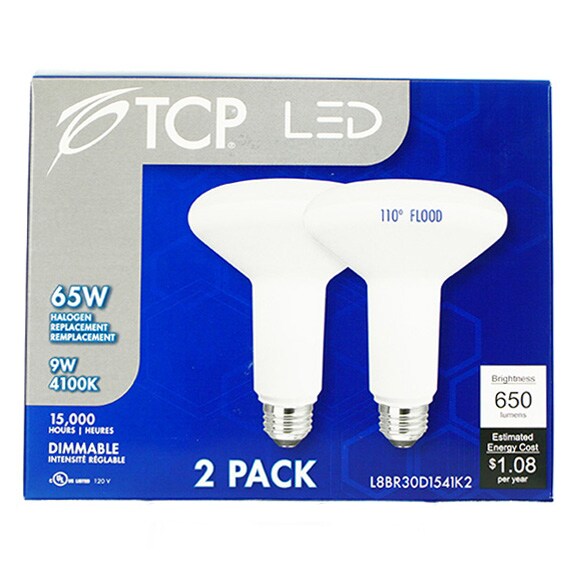 Led Flood Bulb 65W Equiv Br30 Dimmable 4100K 2Pk UL CAN-US