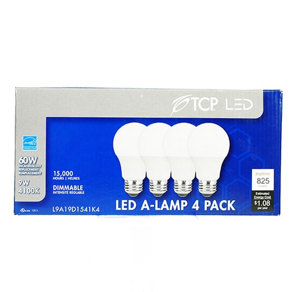 Led Bulb 60W Equiv A19 Dimmable 4100K 4Pk UL CAN-US