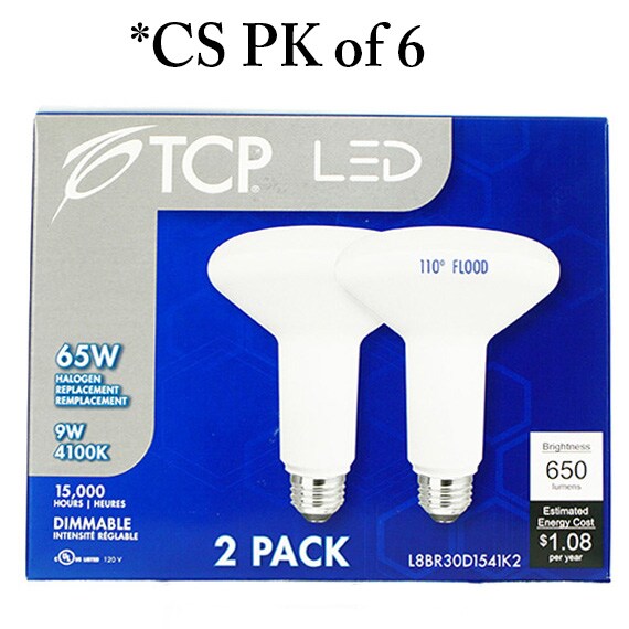 Led Flood Bulb 65W Equiv Br30 Dimmable 4100K 2Pk UL CS PK 6