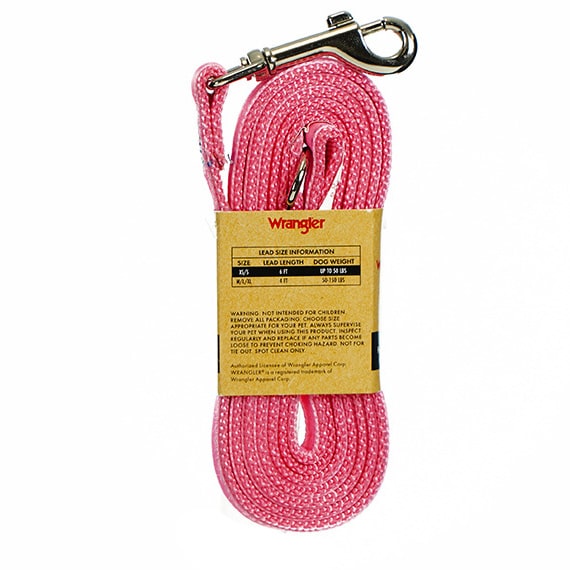 Wrangler Pink Denim Overlay Lead 6ft Xs/S Holds 50lbs
