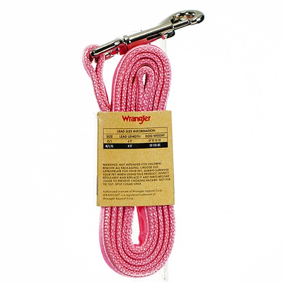 Wrangler Pink Denim Overlay Lead 4ft M/L Holds 50-150lbs