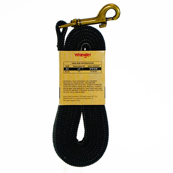 Wrangler Black Denim Overlay Lead 6ft Xs/S Holds 50lbs