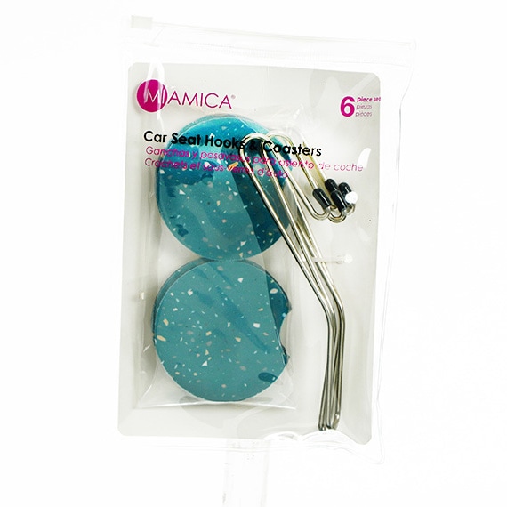 Car Accessories Hooks and Coasters 6PC Set -Teal