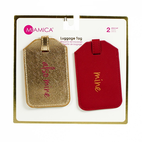 Luggage Tag Burgandy-Rosegold 2PK 8x7in