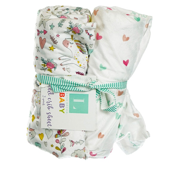 RSLO-CA Fitted Crib Sheet Micro Mink 2PK -Unicorn PP $90.00