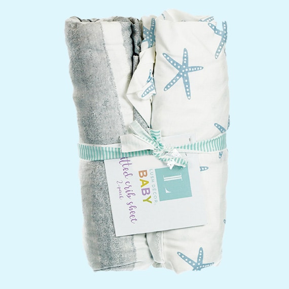 -RLOC Fitted Crib Sheet Cotton 2PK Starfish PP $110.00