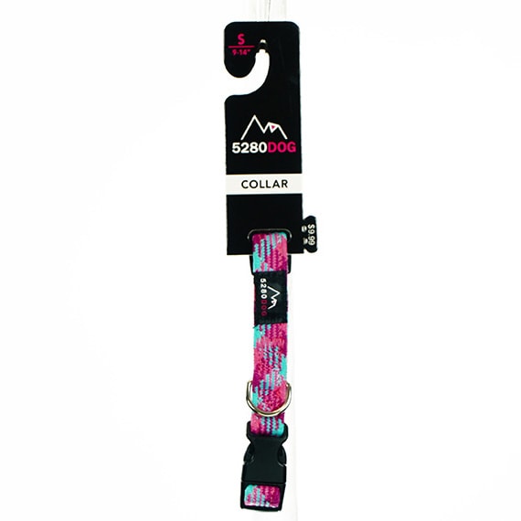 Braided Dog Collar Pink SM 5/8