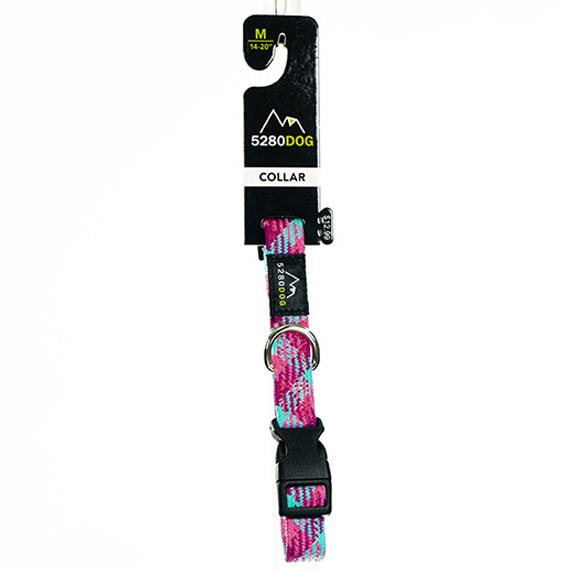 Braided Dog Collar Pink MD 3/4
