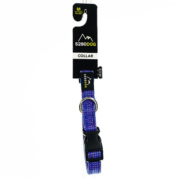 Braided Dog Collar Blue MD 3/4