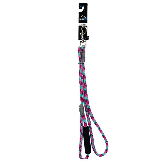 Braided Dog Leash Pink LG 5Ft 7/16