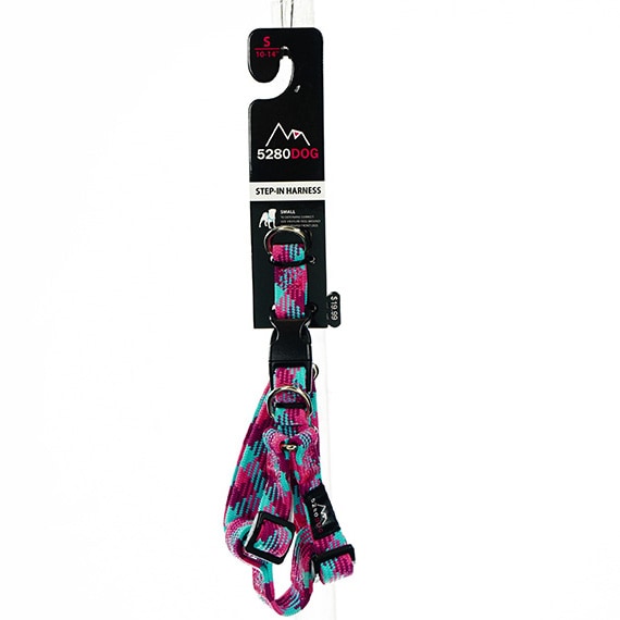 Braided Dog Step In Harness Pink SM 5/8