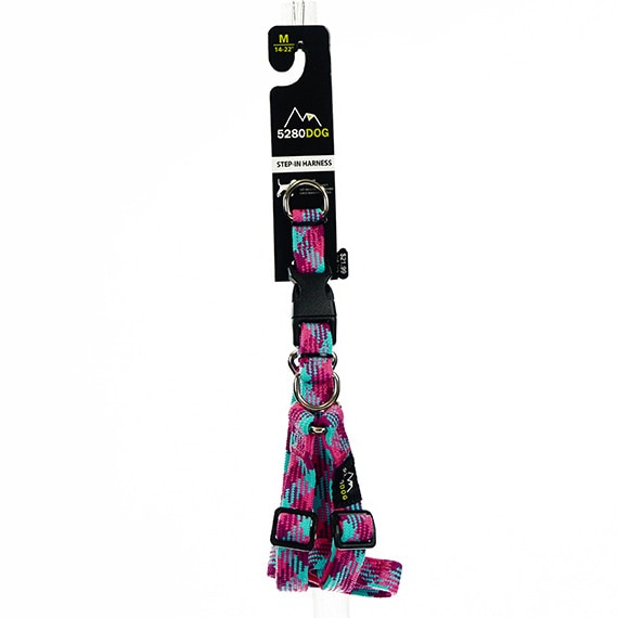 Braided Dog Step In Harness Pink MD 3/4