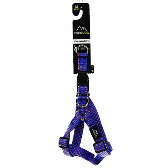 Braided Dog Step In Harness Blue MD 3/4