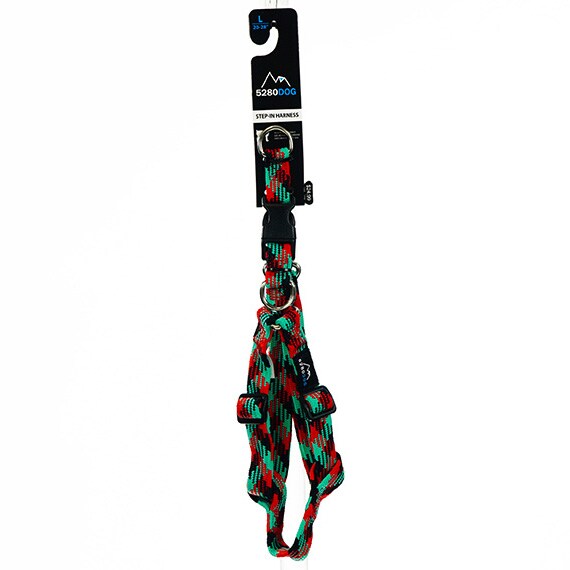 Braided Dog Step In Harness Red LG 3/4