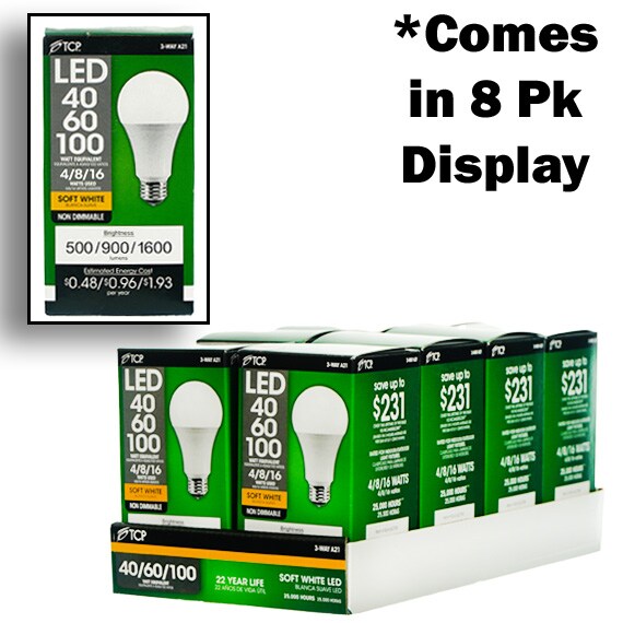 LED Soft White A21 1600 Lm 40W 60W 100W 1 Pk UL CAN-US PDQ